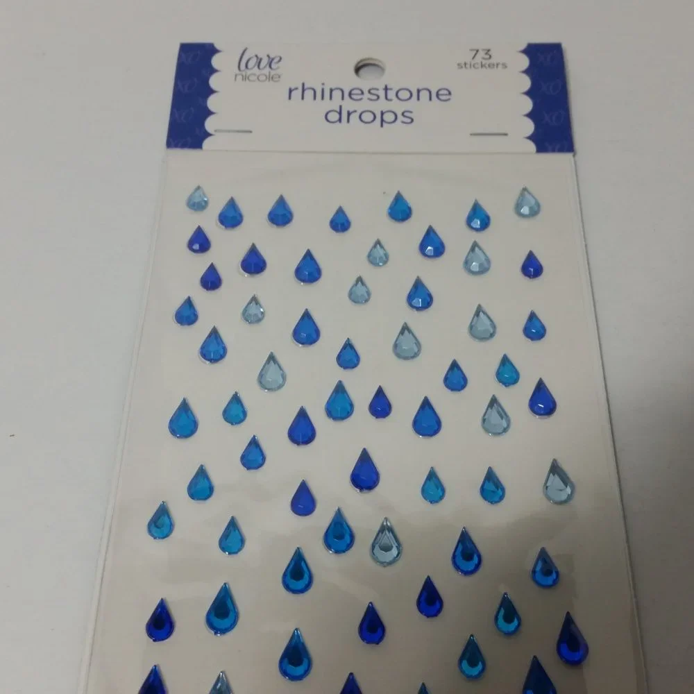 Rhinestone Stickers Shades of Blue Rain Drops (2)
